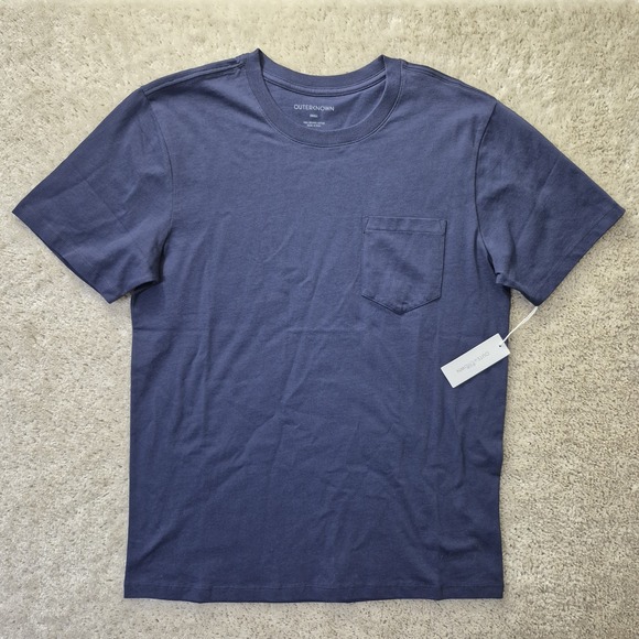 Outerknown Pocket T Shirt Mens Small Blue Preppy Minimalist Capsule Academia New - Picture 2 of 7
